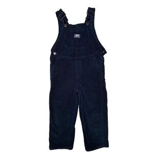 OshKosh Bgosh Toddler Corduroy Overalls 4T/4A Navy Blue Adjustable Straps‎ EUC